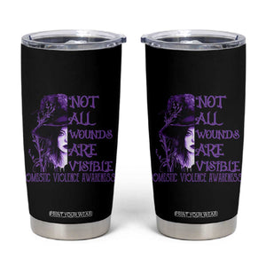 Stop Domestic Violence Tumbler Cup Purple Ribbon Witch Graphic Witchy Feminist TS10 Black Print Your Wear