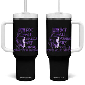 Stop Domestic Violence Tumbler With Handle Purple Ribbon Witch Graphic Witchy Feminist TS10 One Size: 40 oz Black Print Your Wear