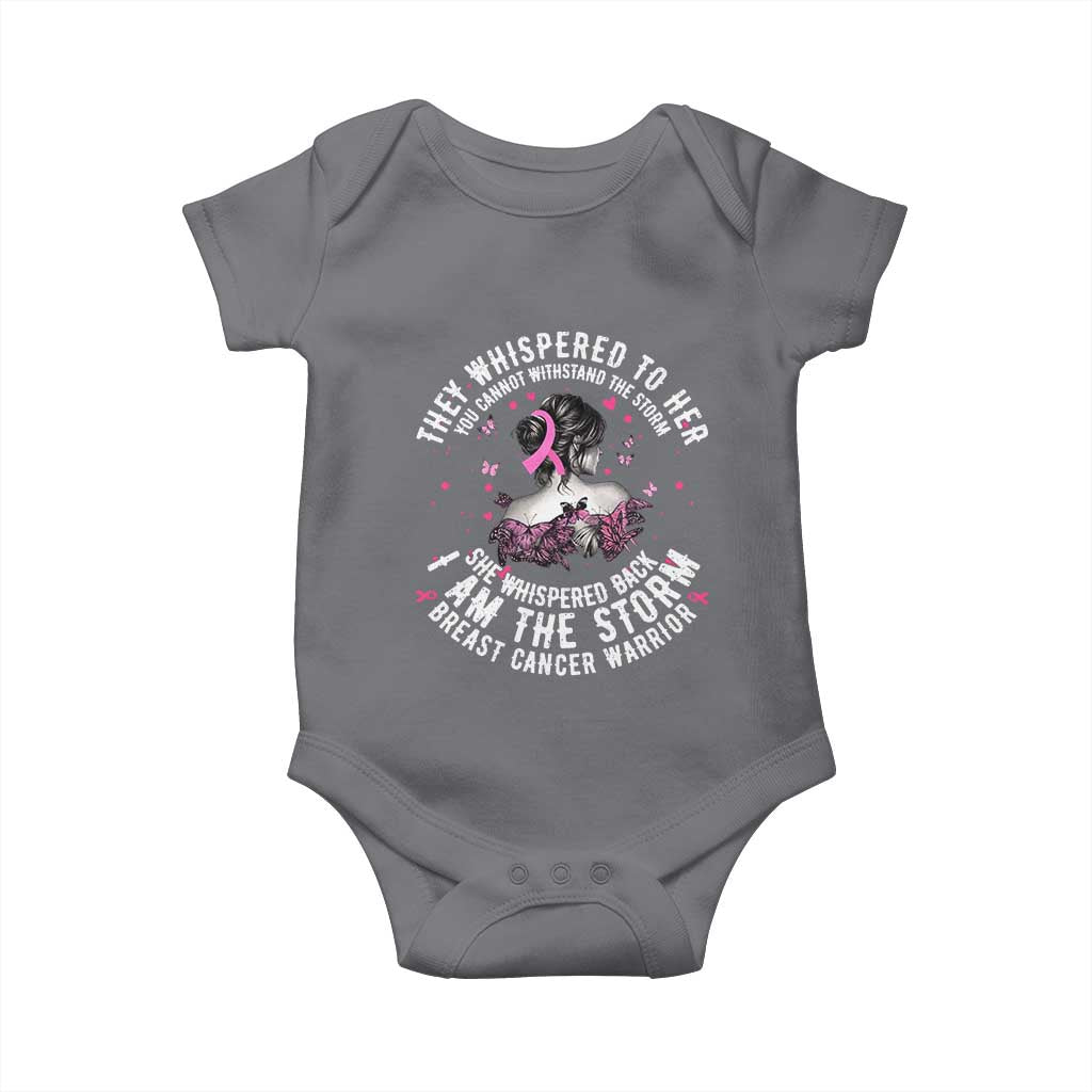 Breast Cancer Baby Onesie Pink Ribbon I Am Storm TS10 Charcoal Print Your Wear