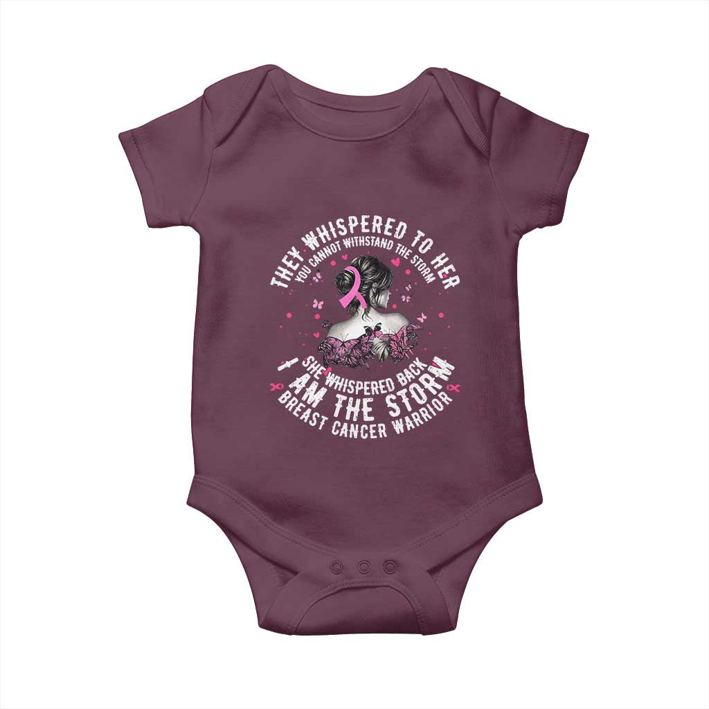 Breast Cancer Baby Onesie Pink Ribbon I Am Storm TS10 Maroon Print Your Wear