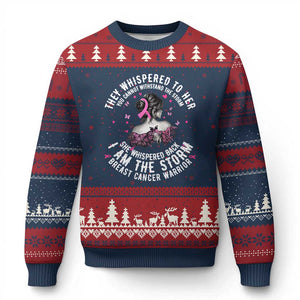 Breast Cancer Ugly Christmas Sweater Pink Ribbon I Am Storm TS10 Navy Red Print Your Wear