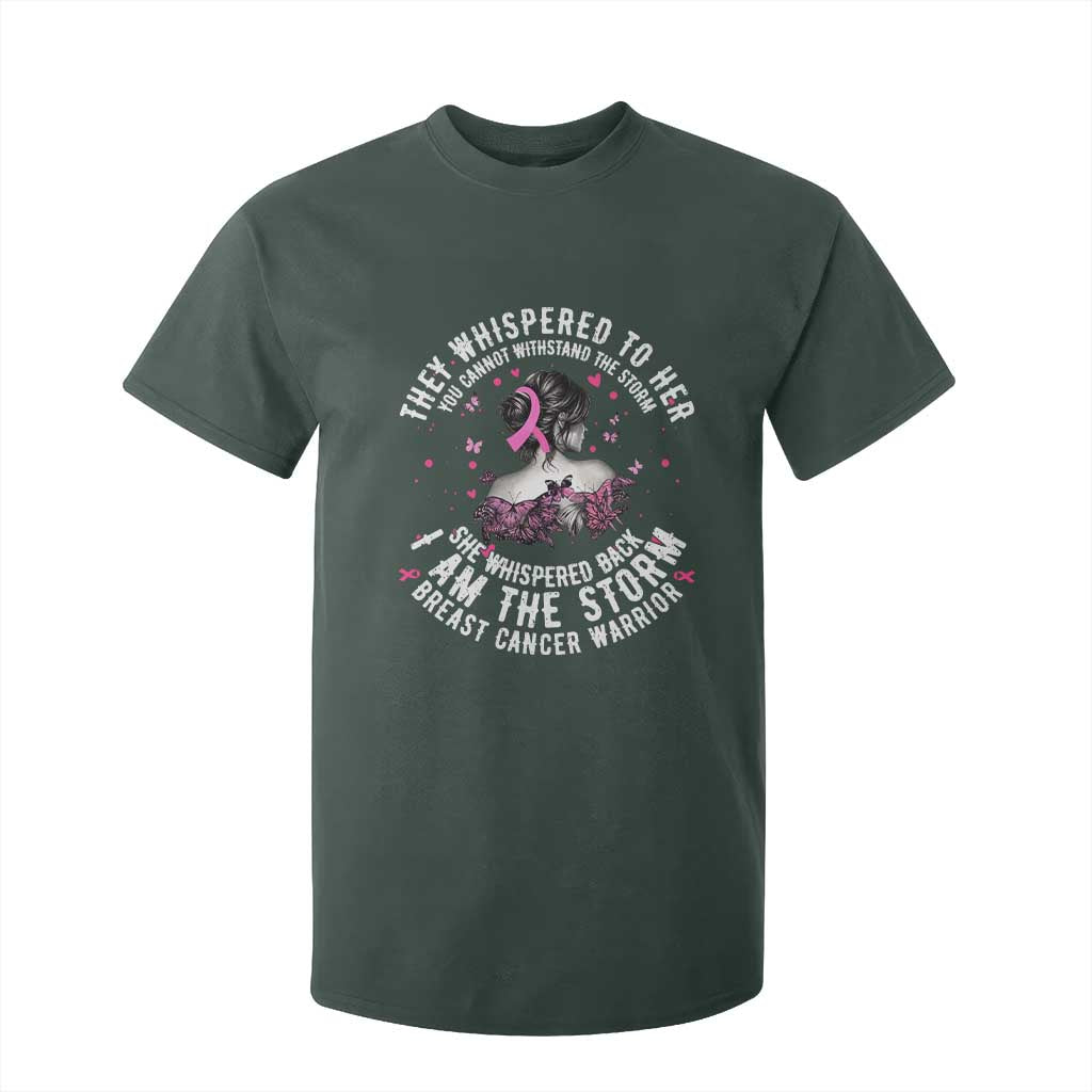 Breast Cancer T Shirt For Kid Pink Ribbon I Am Storm TS10 Dark Forest Green Print Your Wear