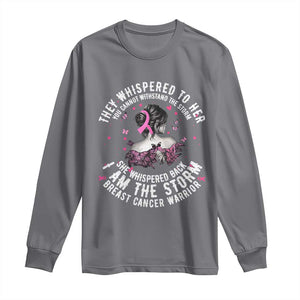 Breast Cancer Long Sleeve Shirt Pink Ribbon I Am Storm - Print Your Wear