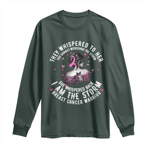 Breast Cancer Long Sleeve Shirt Pink Ribbon I Am Storm - Print Your Wear