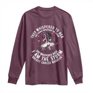 Breast Cancer Long Sleeve Shirt Pink Ribbon I Am Storm - Print Your Wear