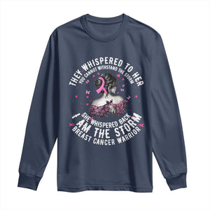 Breast Cancer Long Sleeve Shirt Pink Ribbon I Am Storm - Print Your Wear