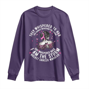 Breast Cancer Long Sleeve Shirt Pink Ribbon I Am Storm - Print Your Wear