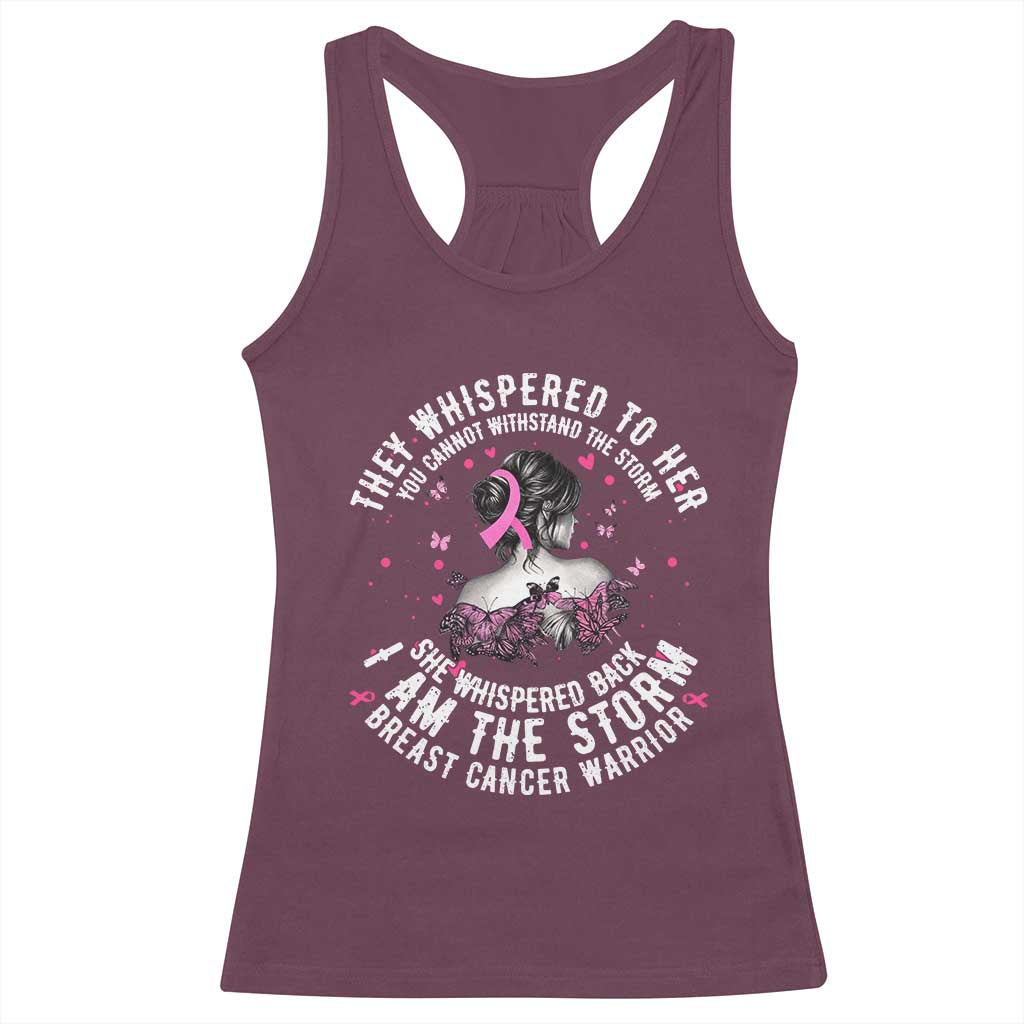 Breast Cancer Racerback Tank Top Pink Ribbon I Am Storm TS10 Maroon Print Your Wear