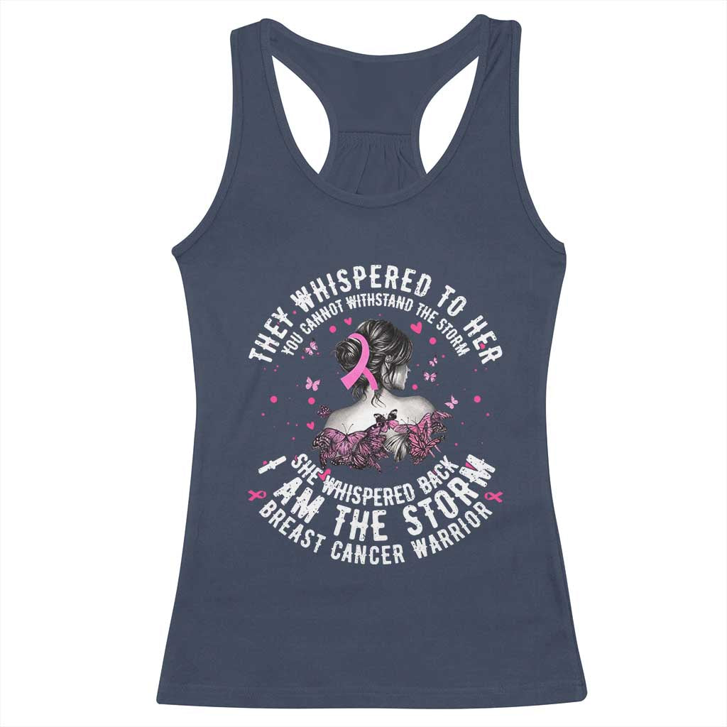 Breast Cancer Racerback Tank Top Pink Ribbon I Am Storm TS10 Navy Print Your Wear