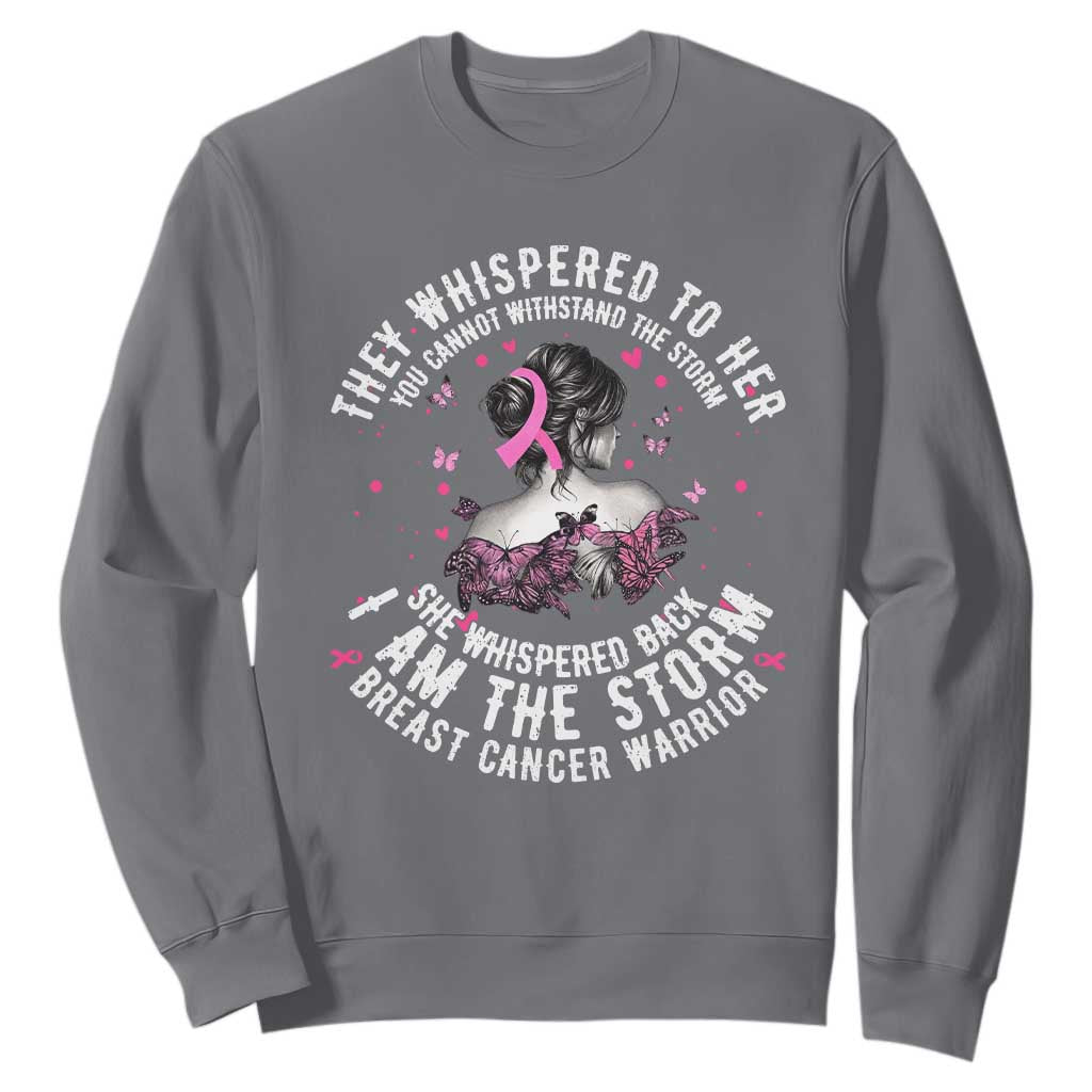 Breast Cancer Sweatshirt Pink Ribbon I Am Storm TS10 Charcoal Print Your Wear
