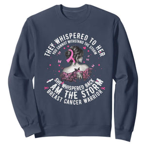 Breast Cancer Sweatshirt Pink Ribbon I Am Storm TS10 Navy Print Your Wear