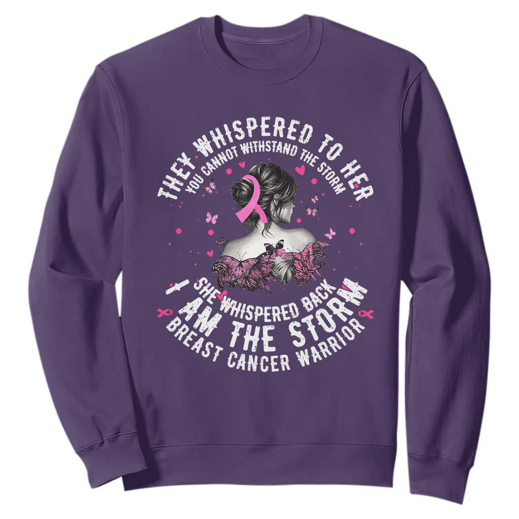 Breast Cancer Sweatshirt Pink Ribbon I Am Storm TS10 Purple Print Your Wear