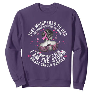 Breast Cancer Sweatshirt Pink Ribbon I Am Storm TS10 Purple Print Your Wear