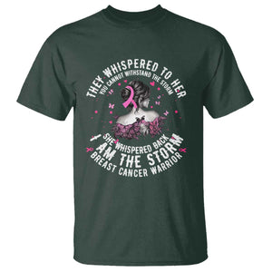 Breast Cancer T Shirt Pink Ribbon I Am Storm TS10 Dark Forest Green Print Your Wear