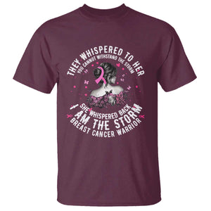 Breast Cancer T Shirt Pink Ribbon I Am Storm TS10 Maroon Print Your Wear