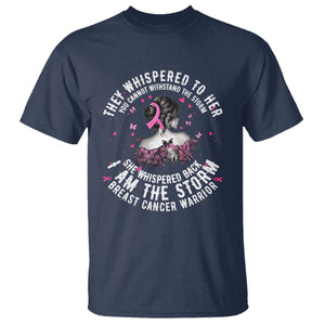 Breast Cancer T Shirt Pink Ribbon I Am Storm TS10 Navy Print Your Wear