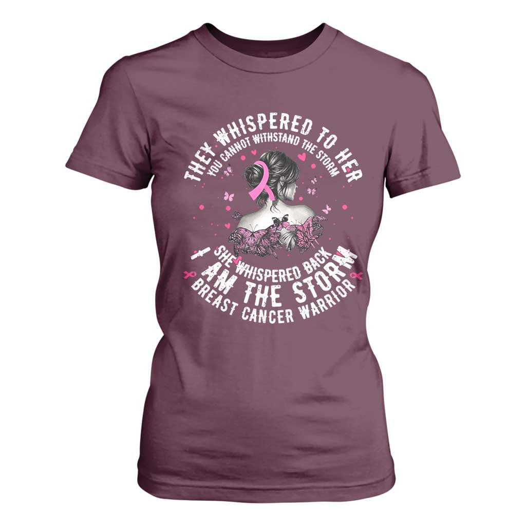 Breast Cancer T Shirt For Women Pink Ribbon I Am Storm TS10 Maroon Print Your Wear