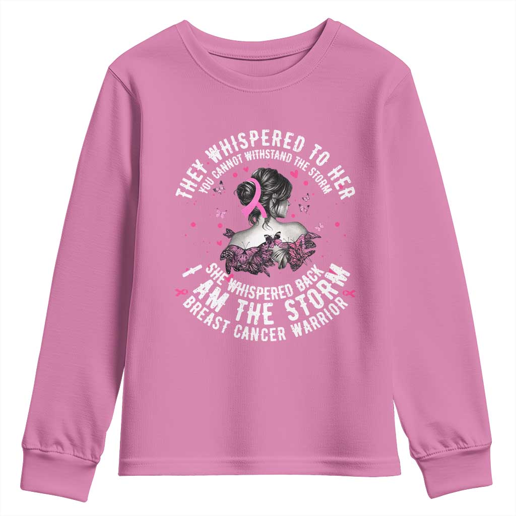 Breast Cancer Youth Sweatshirt Pink Ribbon I Am Storm TS10 Azalea Print Your Wear