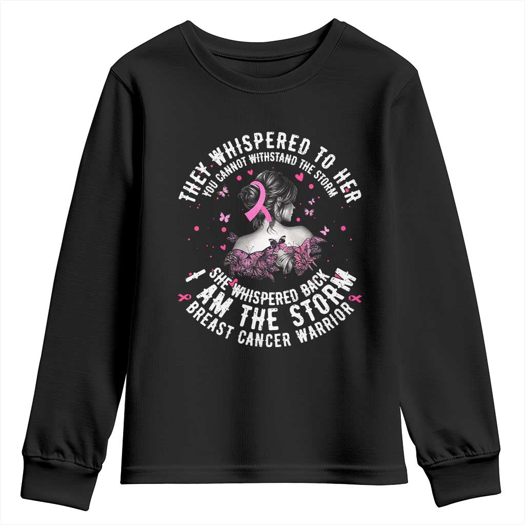 Breast Cancer Youth Sweatshirt Pink Ribbon I Am Storm TS10 Black Print Your Wear