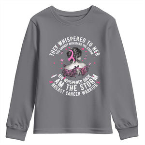 Breast Cancer Youth Sweatshirt Pink Ribbon I Am Storm TS10 Charcoal Print Your Wear