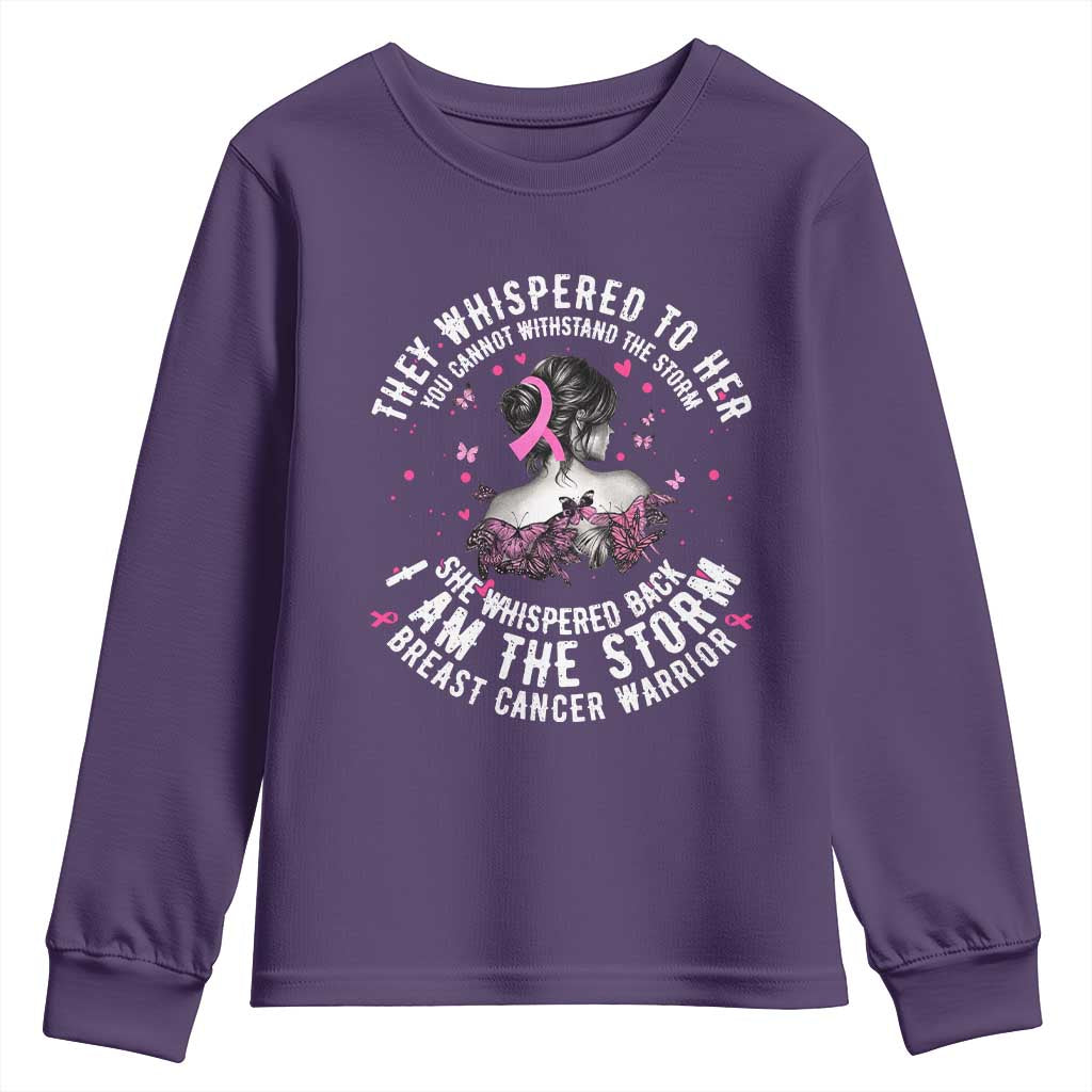 Breast Cancer Youth Sweatshirt Pink Ribbon I Am Storm TS10 Purple Print Your Wear