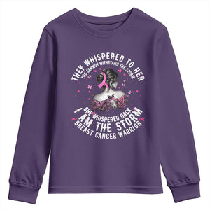 Breast Cancer Youth Sweatshirt Pink Ribbon I Am Storm TS10 Purple Print Your Wear