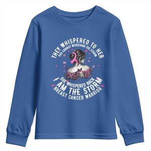 Breast Cancer Youth Sweatshirt Pink Ribbon I Am Storm TS10 Royal Blue Print Your Wear