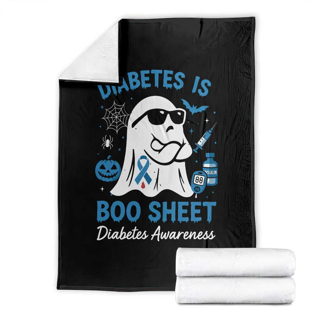 Diabetes is Boo Sheet Throw Blanket Funny Halloween Ghost Diabetes Type 1 2 Awareness TS10 Black Print Your Wear