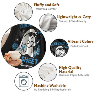 Diabetes is Boo Sheet Throw Blanket Funny Halloween Ghost Diabetes Type 1 2 Awareness TS10 Print Your Wear
