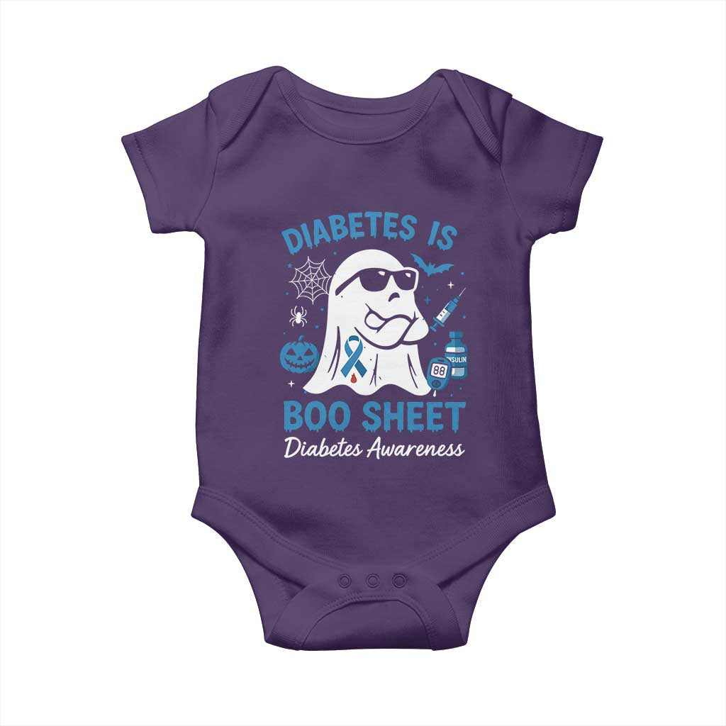 Diabetes is Boo Sheet Baby Onesie Funny Halloween Ghost Diabetes Type 1 2 Awareness TS10 Purple Print Your Wear