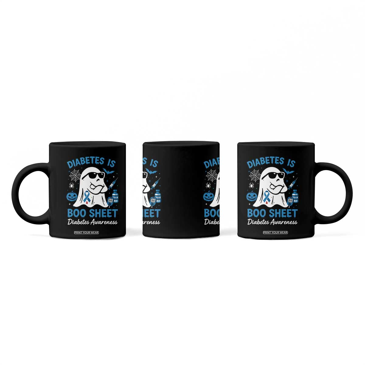 Diabetes is Boo Sheet Coffee Mug Funny Halloween Ghost Diabetes Type 1 2 Awareness TS10 Print Your Wear