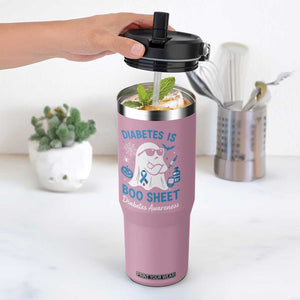 Diabetes is Boo Sheet Flip Straw Tumbler Funny Halloween Ghost Diabetes Type 1 2 Awareness TS10 One Size: 30 oz Light Pink Print Your Wear