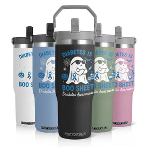 Diabetes is Boo Sheet Flip Straw Tumbler Funny Halloween Ghost Diabetes Type 1 2 Awareness TS10 Print Your Wear