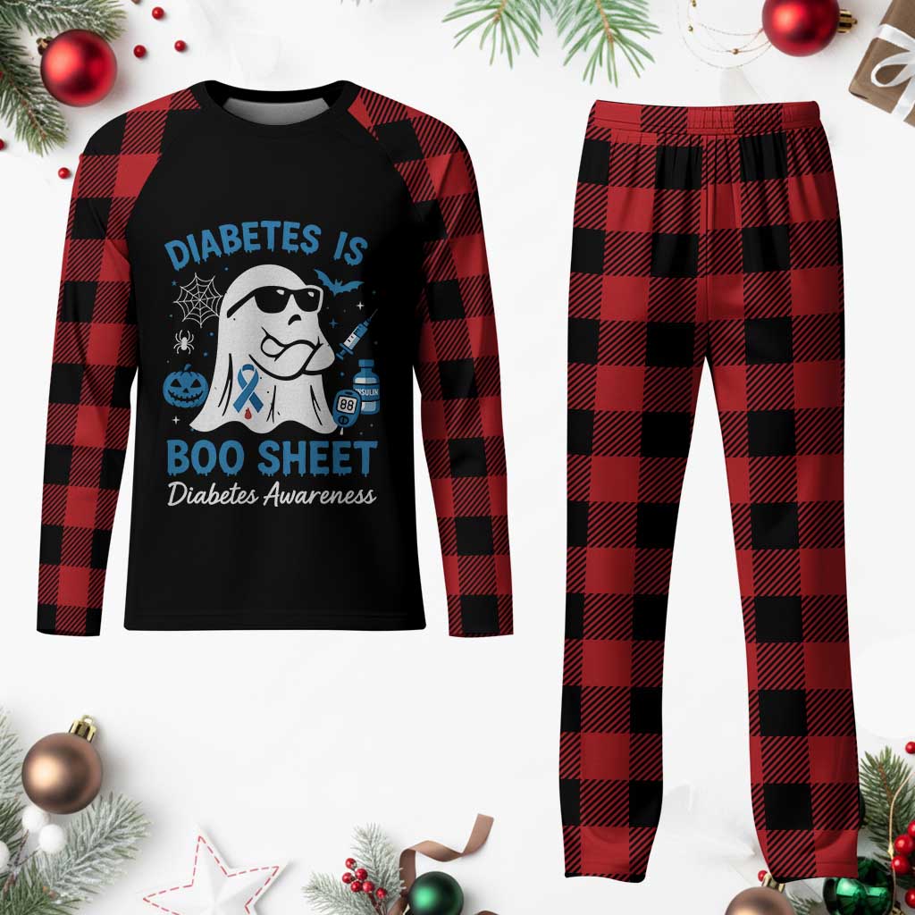 Diabetes is Boo Sheet Plaid Pajama Set Funny Halloween Ghost Diabetes Type 1 2 Awareness TS10 Buffalo Plaid Print Your Wear