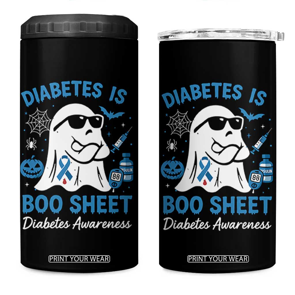 Diabetes is Boo Sheet 4 in 1 Can Cooler Tumbler Funny Halloween Ghost Diabetes Type 1 2 Awareness TS10 One Size: 16 oz Black Print Your Wear