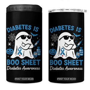 Diabetes is Boo Sheet 4 in 1 Can Cooler Tumbler Funny Halloween Ghost Diabetes Type 1 2 Awareness TS10 One Size: 16 oz Black Print Your Wear