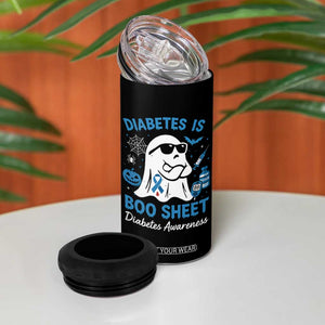 Diabetes is Boo Sheet 4 in 1 Can Cooler Tumbler Funny Halloween Ghost Diabetes Type 1 2 Awareness TS10 Print Your Wear