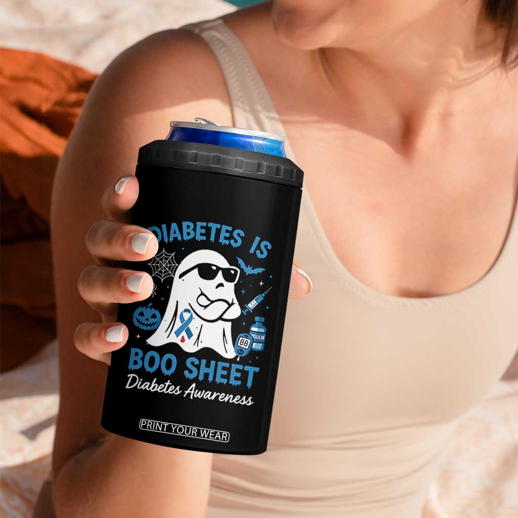 Diabetes is Boo Sheet 4 in 1 Can Cooler Tumbler Funny Halloween Ghost Diabetes Type 1 2 Awareness TS10 Print Your Wear