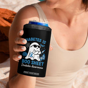Diabetes is Boo Sheet 4 in 1 Can Cooler Tumbler Funny Halloween Ghost Diabetes Type 1 2 Awareness TS10 Print Your Wear