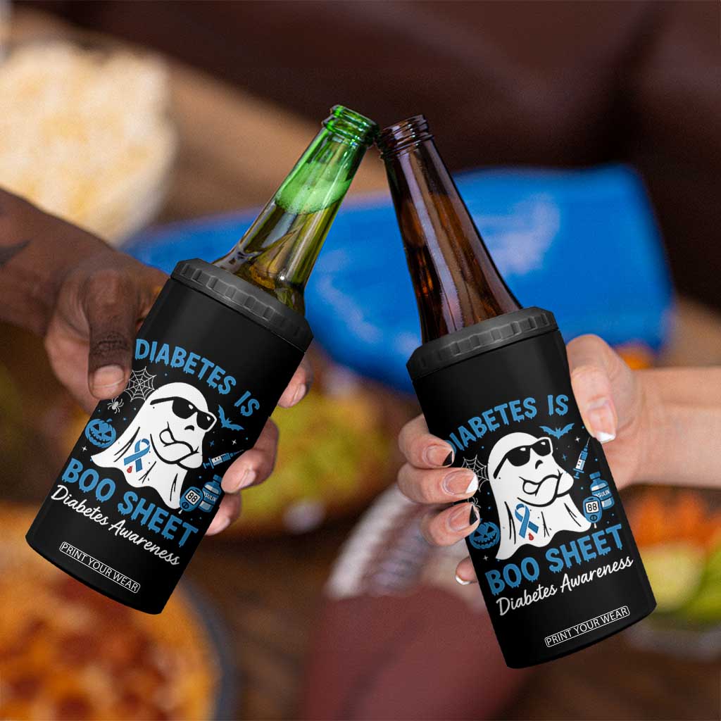 Diabetes is Boo Sheet 4 in 1 Can Cooler Tumbler Funny Halloween Ghost Diabetes Type 1 2 Awareness TS10 Print Your Wear