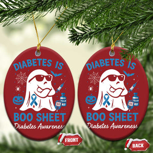 Diabetes is Boo Sheet Christmas Ornament Funny Halloween Ghost Diabetes Type 1 2 Awareness TS10 Oval Red Print Your Wear