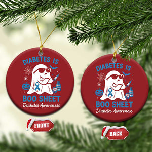Diabetes is Boo Sheet Christmas Ornament Funny Halloween Ghost Diabetes Type 1 2 Awareness TS10 Circle Red Print Your Wear