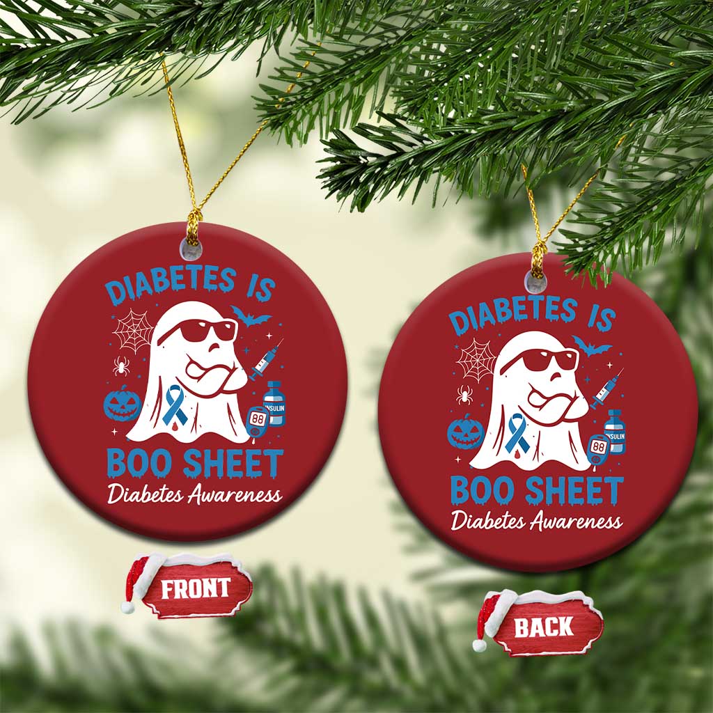 Diabetes is Boo Sheet Christmas Ornament Funny Halloween Ghost Diabetes Type 1 2 Awareness TS10 Circle Red Print Your Wear