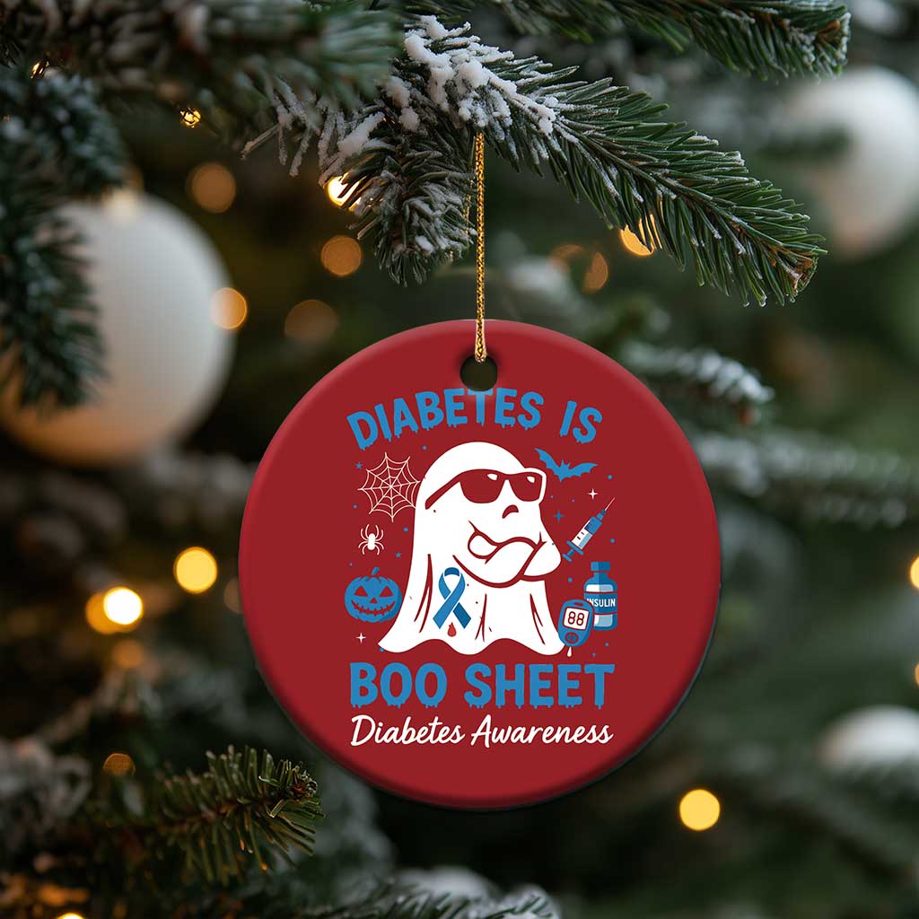 Diabetes is Boo Sheet Christmas Ornament Funny Halloween Ghost Diabetes Type 1 2 Awareness TS10 Print Your Wear