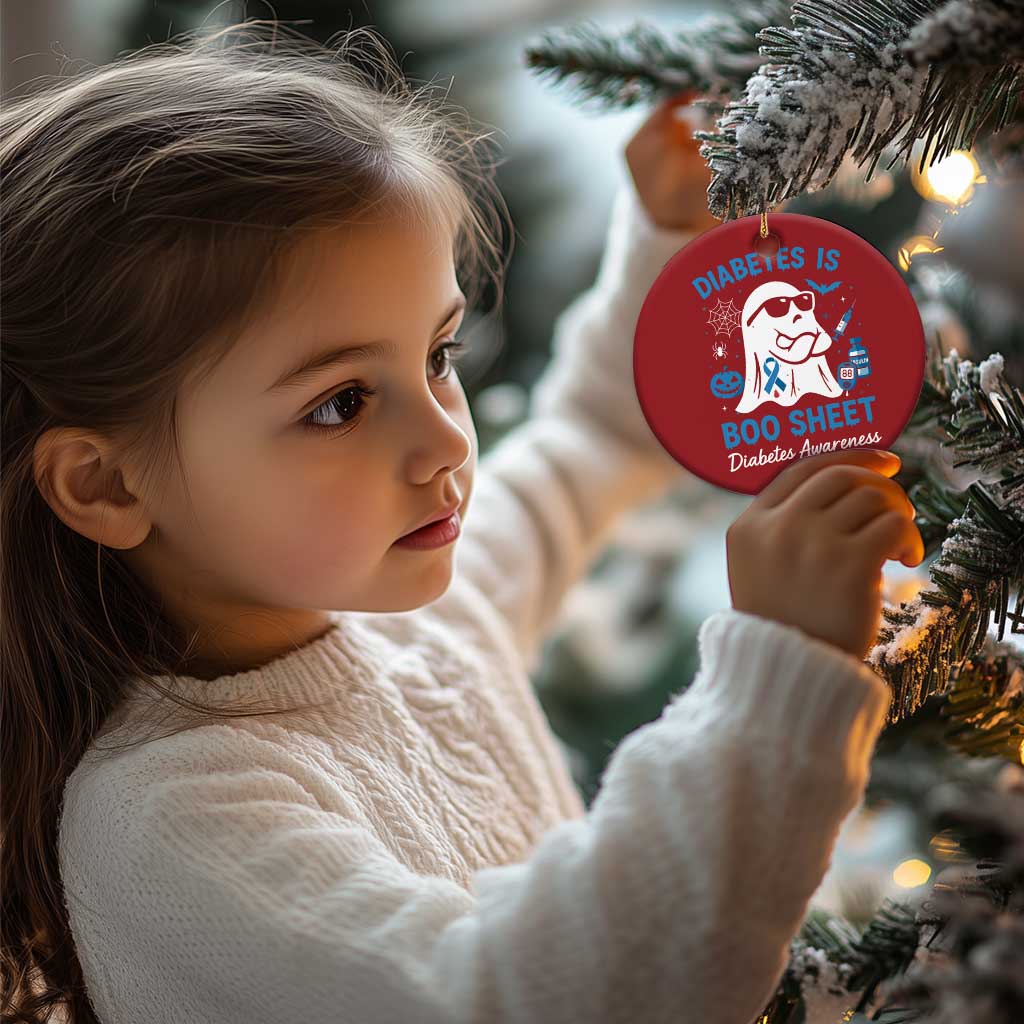 Diabetes is Boo Sheet Christmas Ornament Funny Halloween Ghost Diabetes Type 1 2 Awareness TS10 Print Your Wear