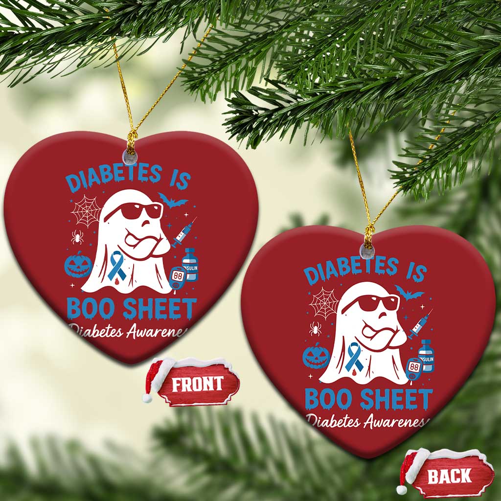 Diabetes is Boo Sheet Christmas Ornament Funny Halloween Ghost Diabetes Type 1 2 Awareness TS10 Heart Red Print Your Wear