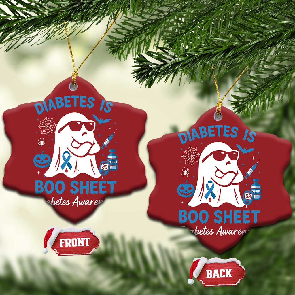 Diabetes is Boo Sheet Christmas Ornament Funny Halloween Ghost Diabetes Type 1 2 Awareness TS10 Snow Flake Red Print Your Wear