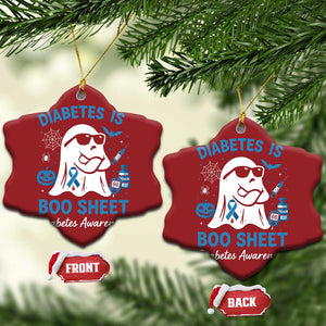 Diabetes is Boo Sheet Christmas Ornament Funny Halloween Ghost Diabetes Type 1 2 Awareness TS10 Snow Flake Red Print Your Wear