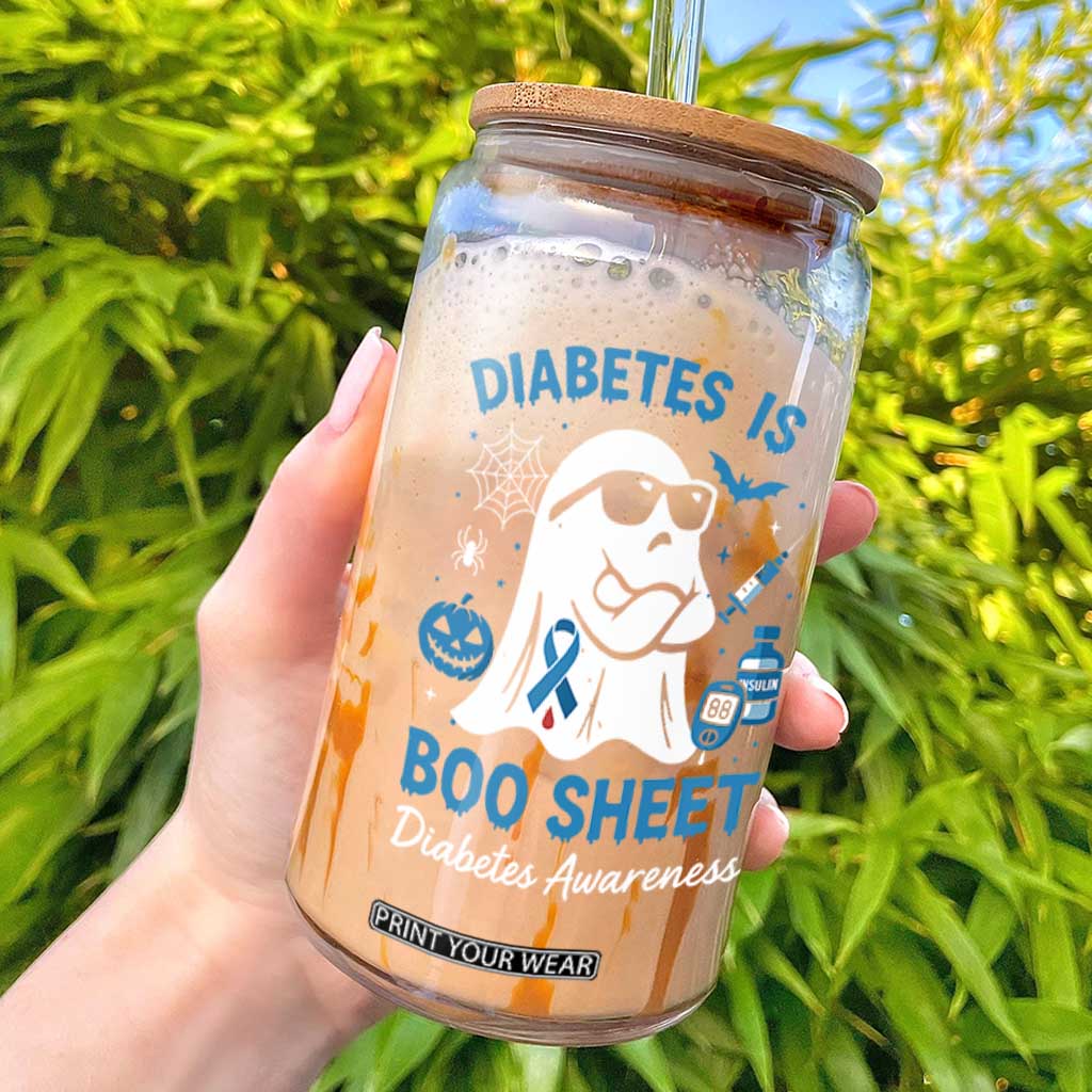 Diabetes is Boo Sheet Glass Can Funny Halloween Ghost Diabetes Type 1 2 Awareness TS10 Black Print Your Wear