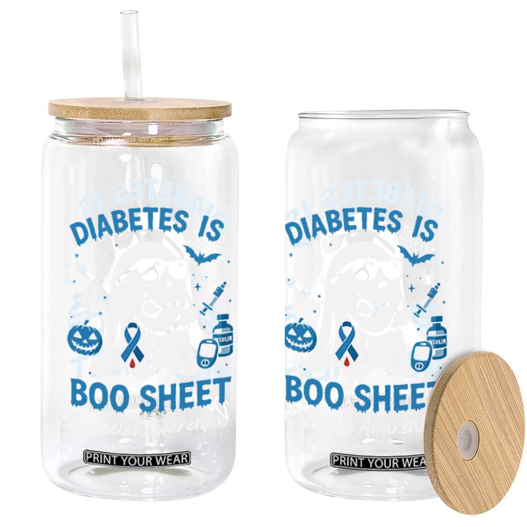 Diabetes is Boo Sheet Glass Can Funny Halloween Ghost Diabetes Type 1 2 Awareness TS10 Print Your Wear